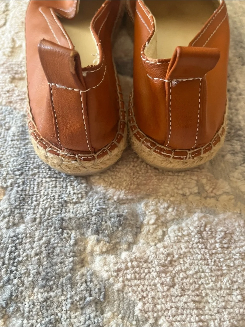 Leather Espadrille Slip-On Shoe in Cognac